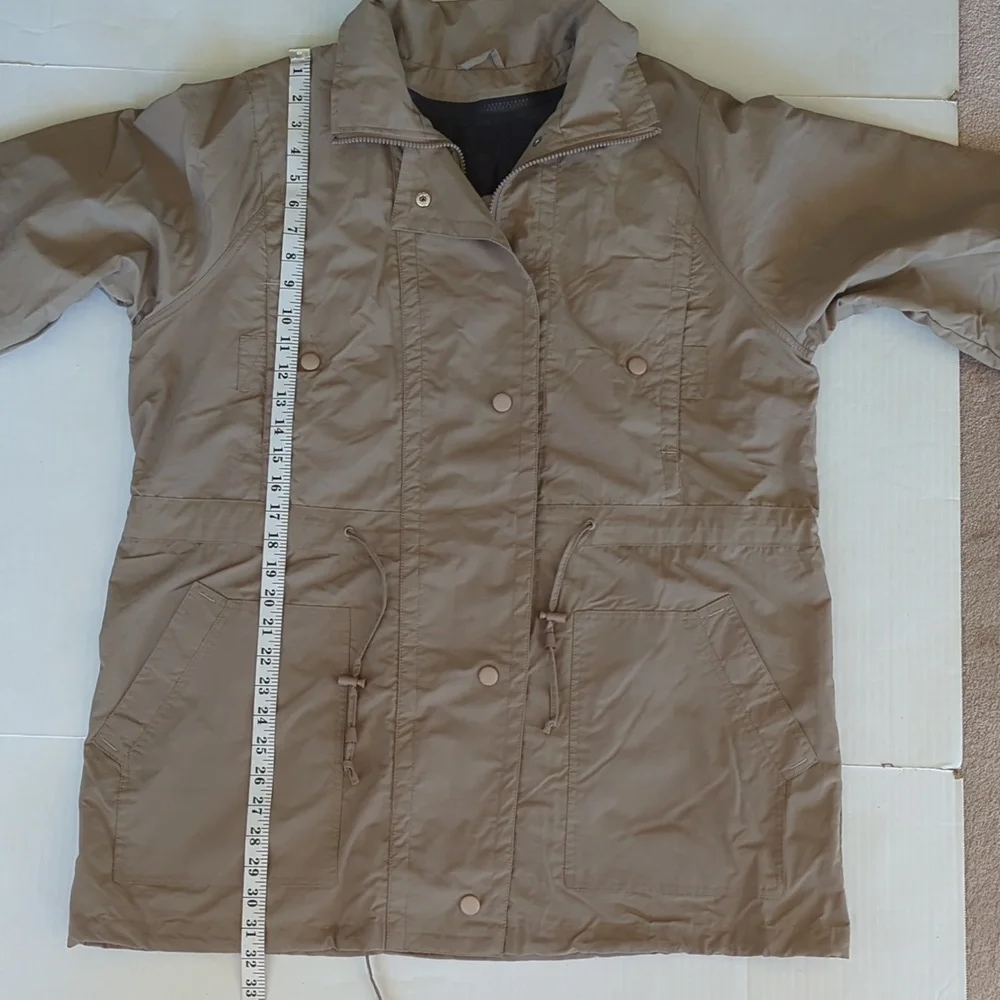 Woman Within Fleece Lined Hooded Jacket MEDIUM 14/16 Tan FLAW Discoloration